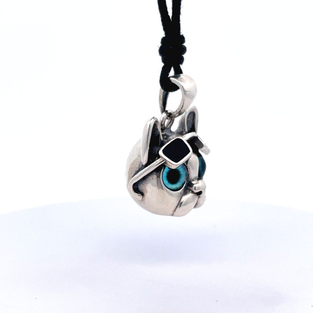 Retro Light Luxury Niche Glasses Puppy Pitbull 92.5 Sterling Silver Pendant Necklace