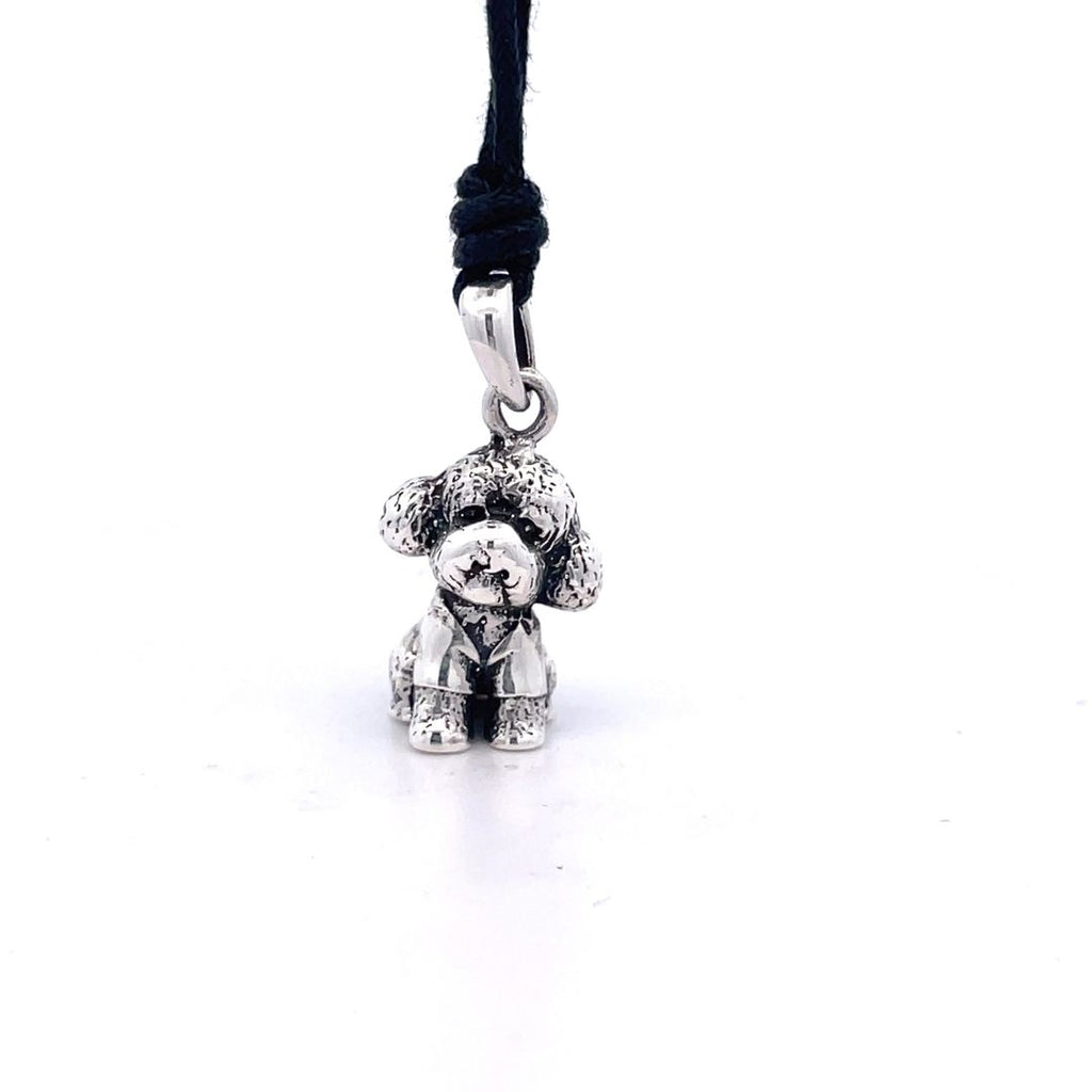 Vintage Cute Teddy Dog 92.5 Sterling Silver Gold Brass Pendant Necklace Jewelry
