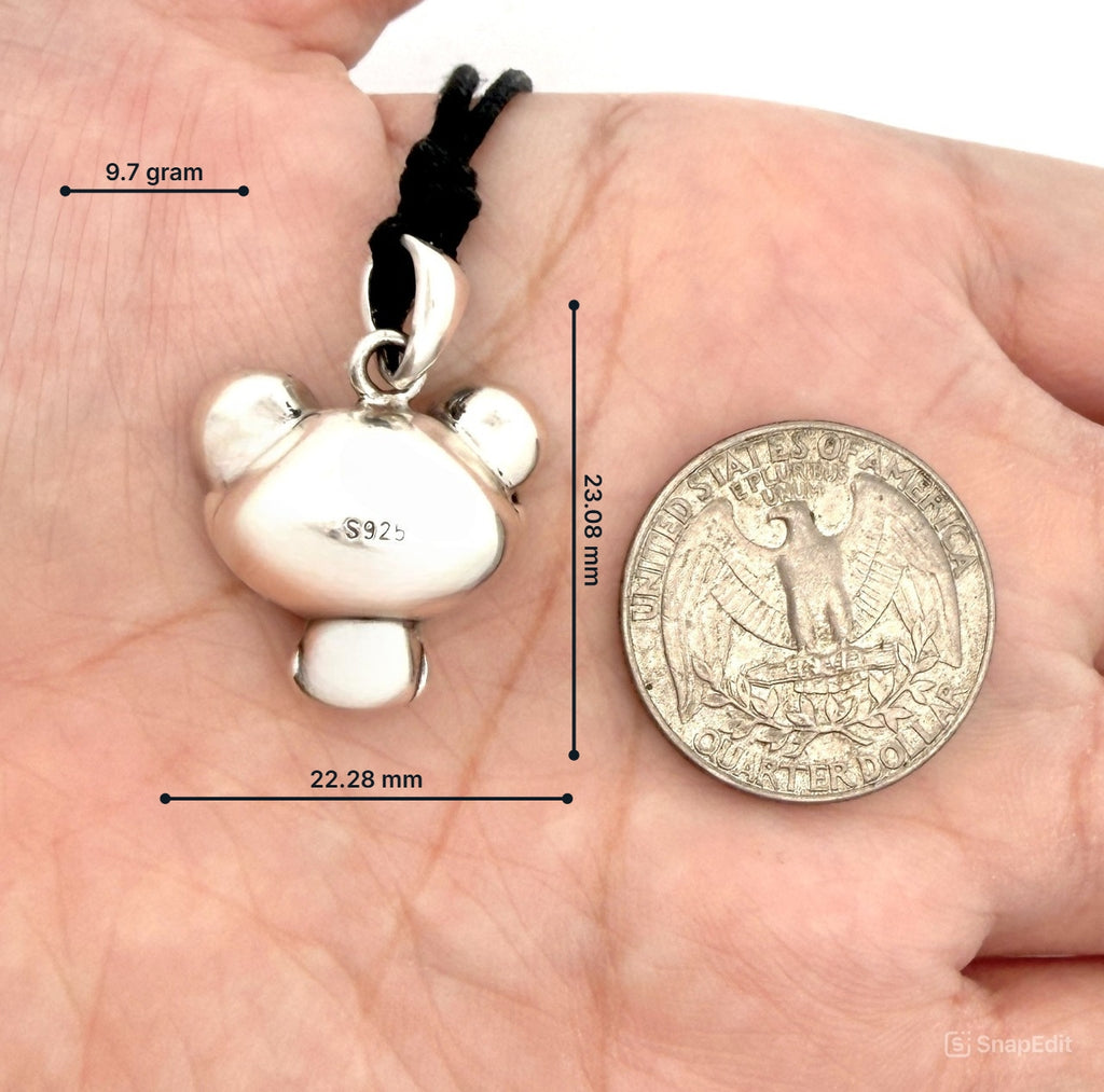 Lucky Gift Cute Cartoon Frog Green Eyes Pendant 92.5 Sterling Silver Pendant Necklace