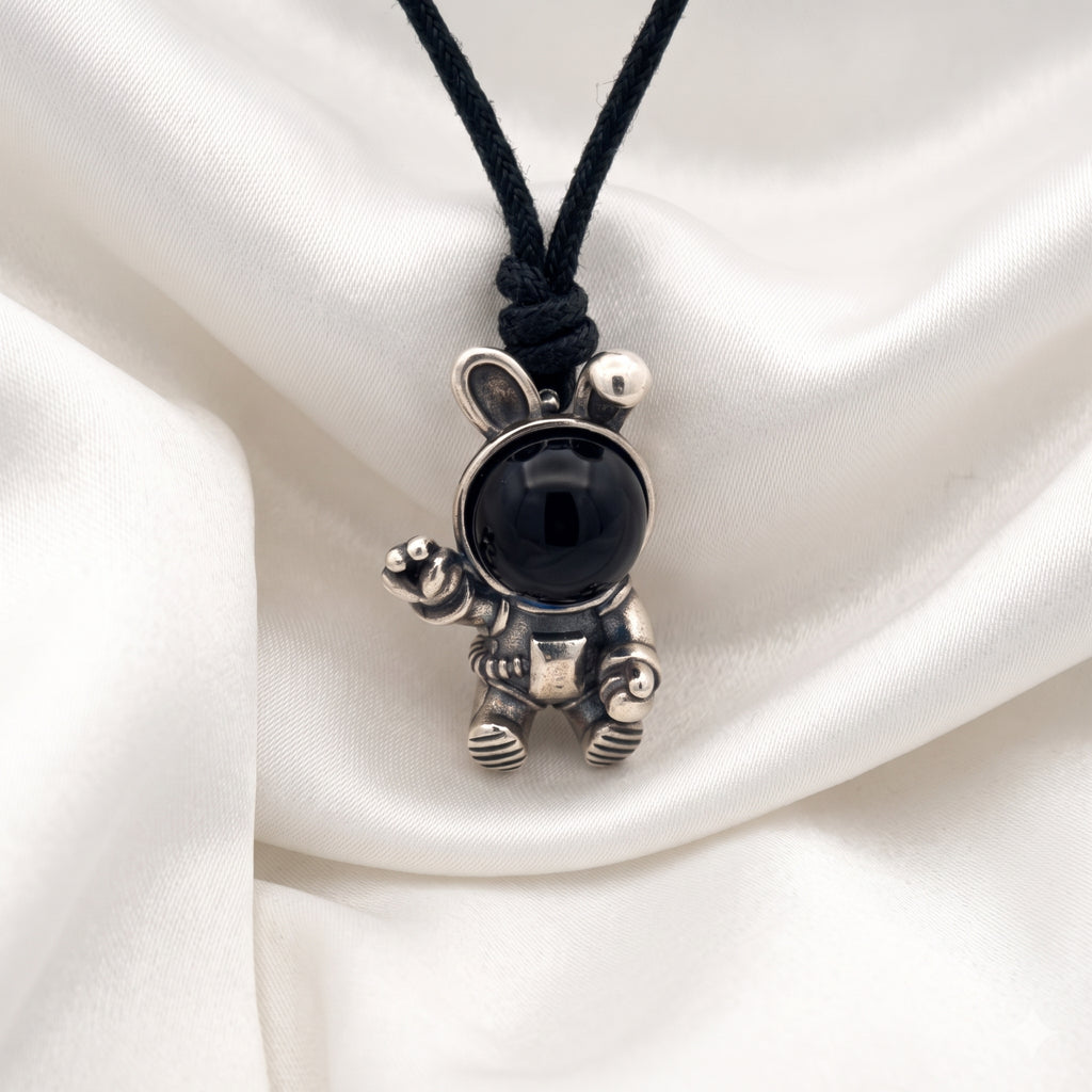 Cute Vintage Astronaut Pendant Sterling Silver Brass Charm Pendant Necklace