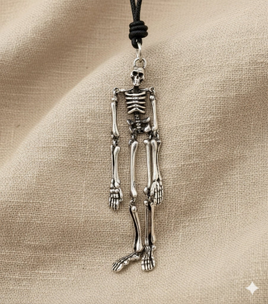 925 Sterling Moving Skeleton Dangling Pendant & Necklace Handmade Skull Jewelry