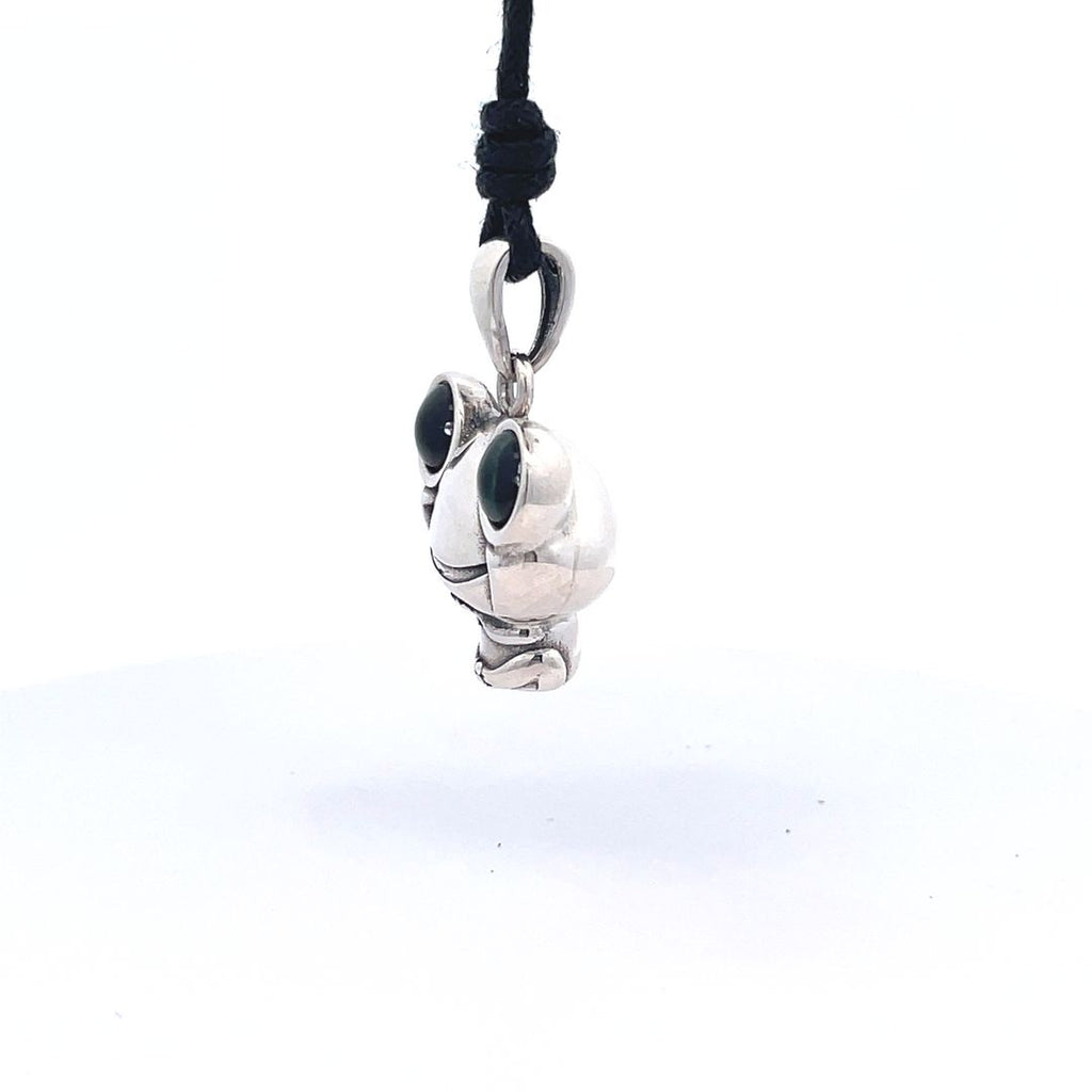 Lucky Gift Cute Cartoon Frog Green Eyes Pendant 92.5 Sterling Silver Pendant Necklace