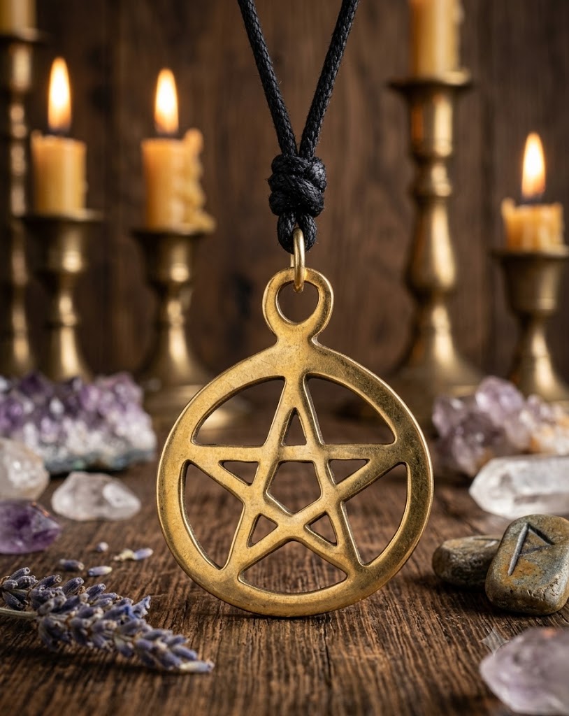 Durable Pentagram 92.5 Sterling Silver Pewter Brass Necklace Pendant Jewelry