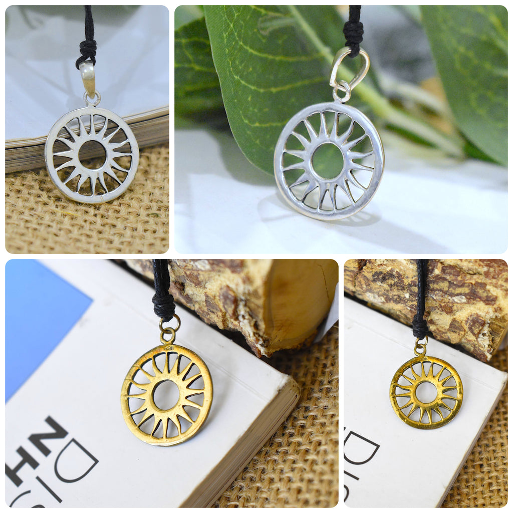 New Buddha Wheel 92.5 Sterling-silver Pewter Brass Charm Necklace Pendant Jewelry