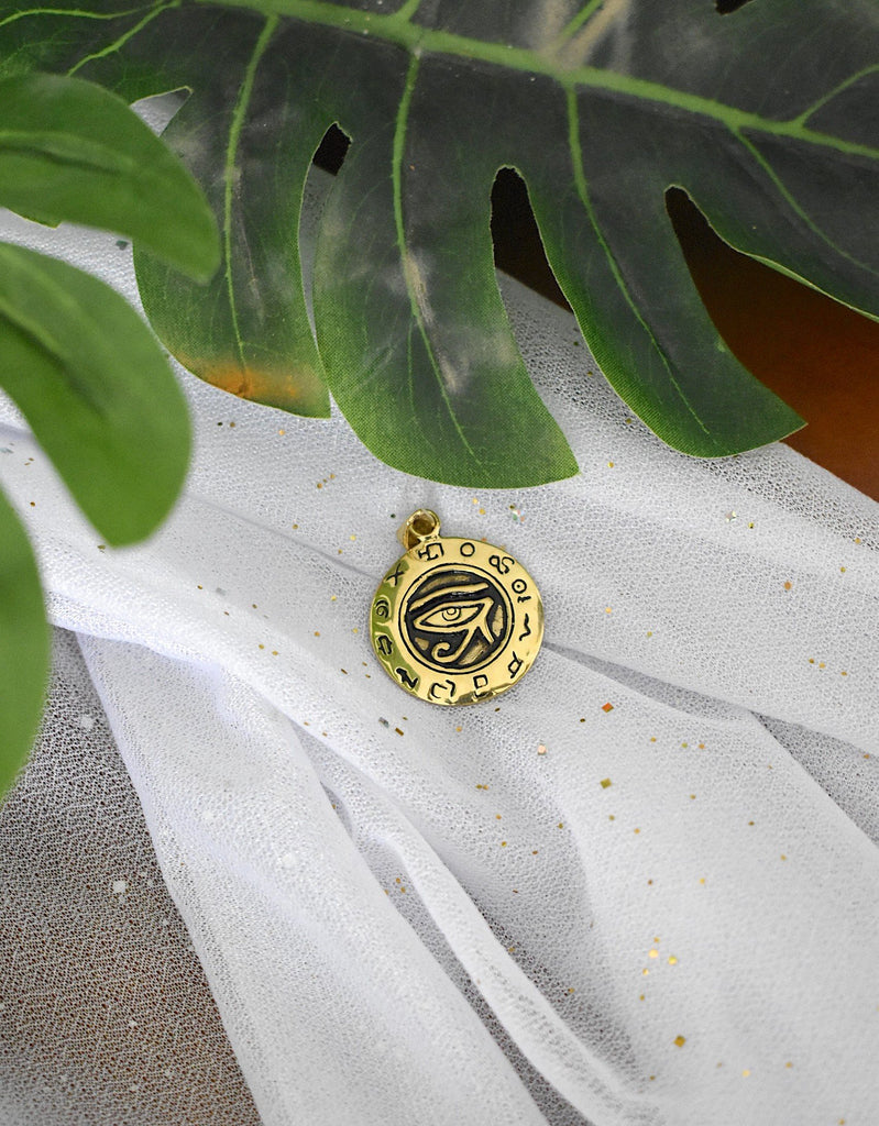 Egyptian Eye of Ra Horus Silver Pewter Gold Brass Charm Necklace Pendant Jewelry