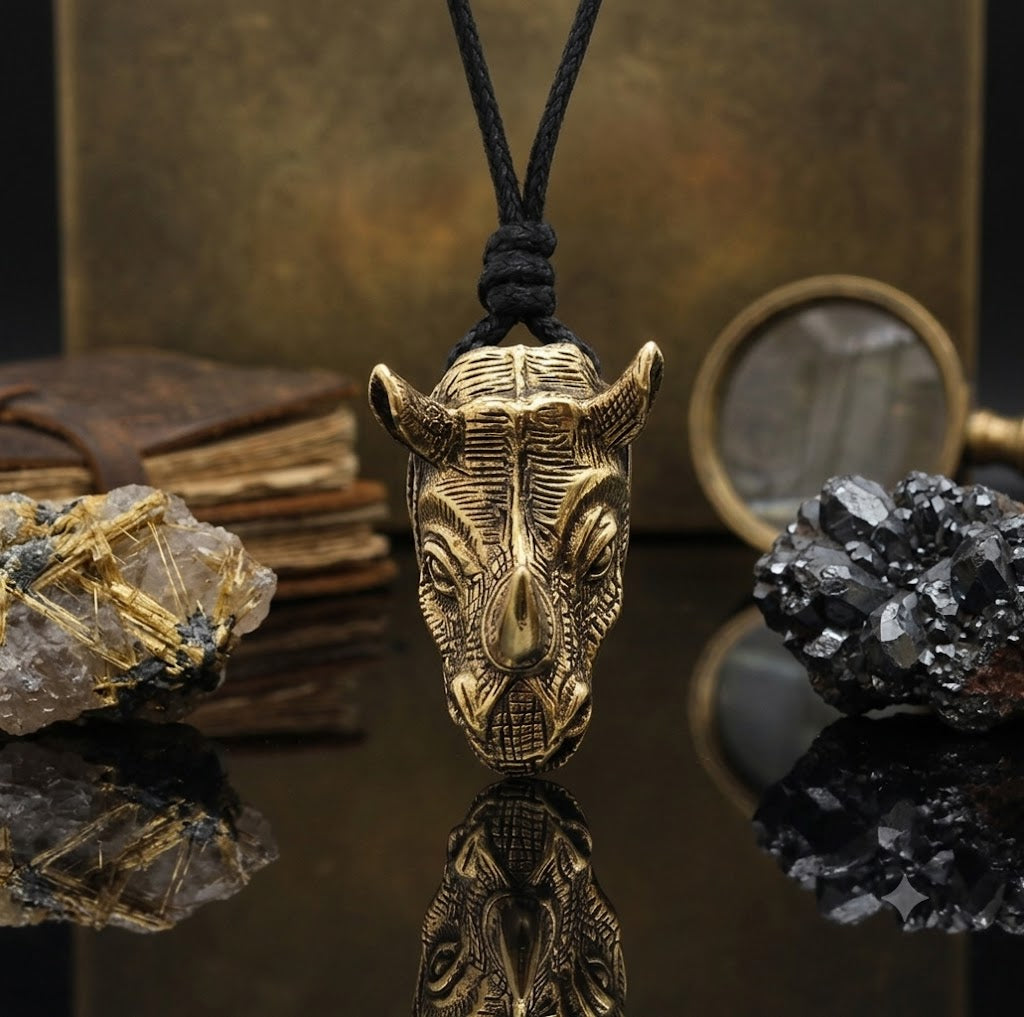Rhino Head Rhinoceros 92.5 Sterling Silver Brass Gold Necklace Pendant Jewelry