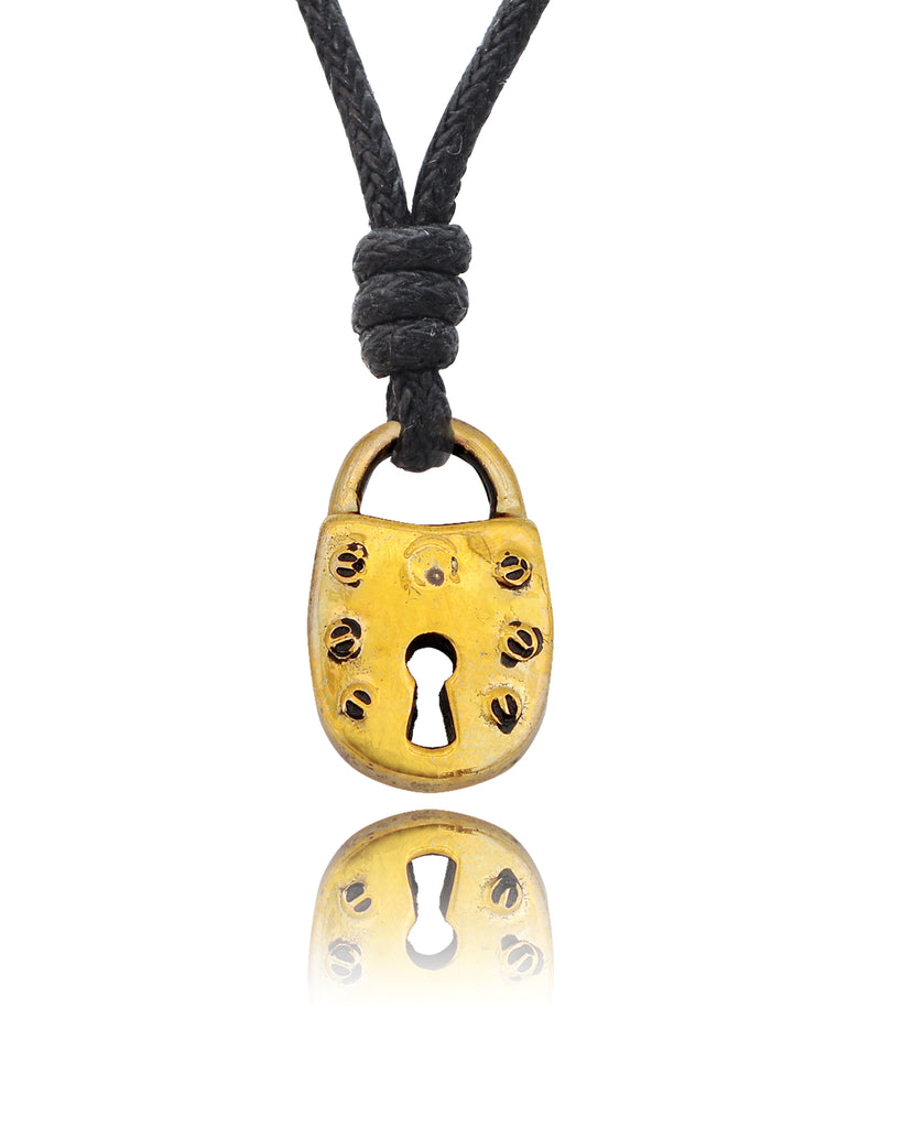 Lock And Key Friendship Handmade Gold Brass Charm Necklace Pendant Jewelry