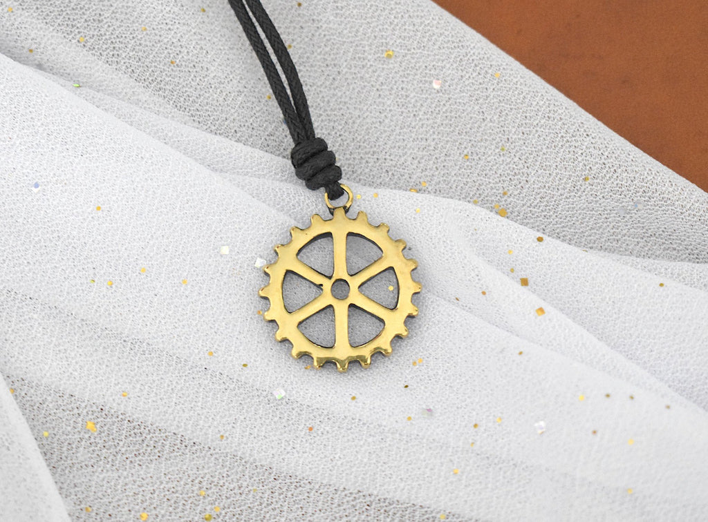 Gear Machine Silver Brass Gold Brass Charm Necklace Pendant Jewelry