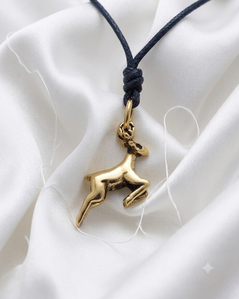 Deer 92.5 Sterling Silver Gold Brass Charm Necklace Pendant Jewelry