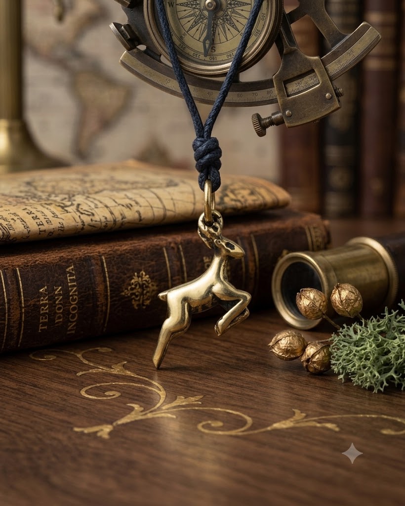 Deer 92.5 Sterling Silver Gold Brass Charm Necklace Pendant Jewelry