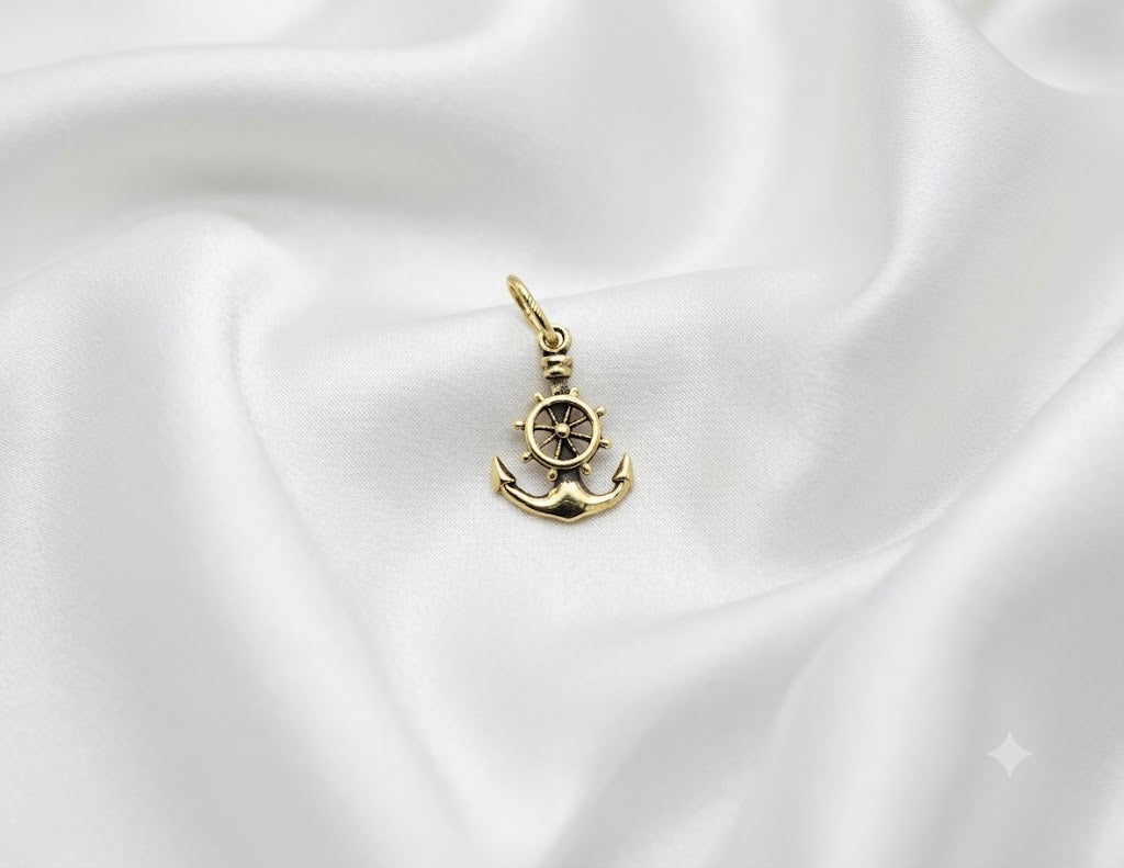 Ship Steering Wheel Anchor 92.5 Sterling Silver Pewter Necklace Pendent Jewelry