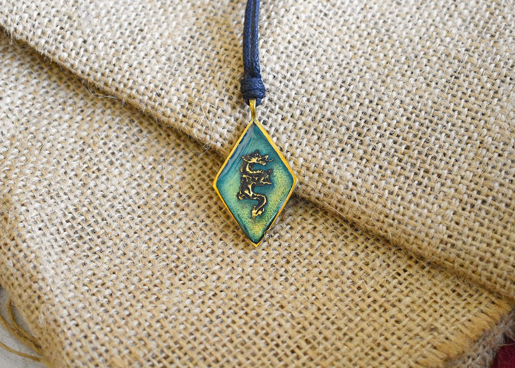 Stunning Dragon Gold Brass Charm Necklace Pendant Jewelry