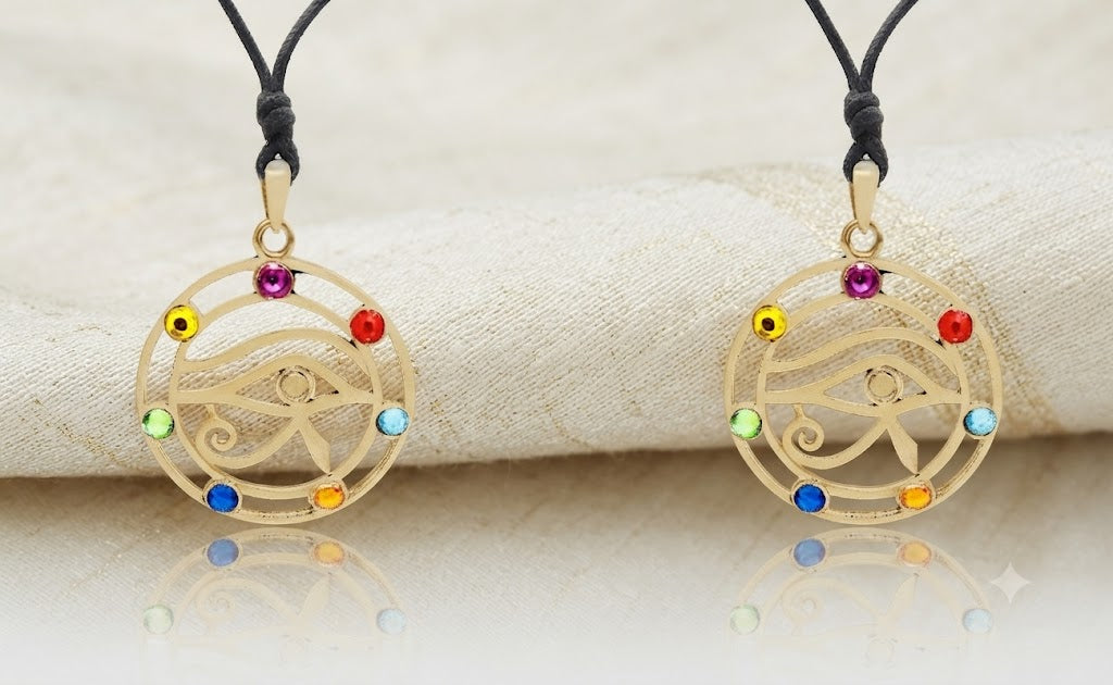 Crystal Eye of Ra 92.5 Sterling Silver Pewter Brass Necklace Pendant Jewelry