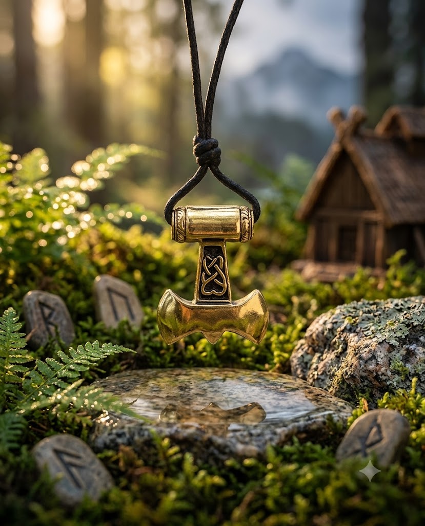 God's Hammer Mjolnir 92.5 Sterling Silver Brass Necklace Pendant Jewelry