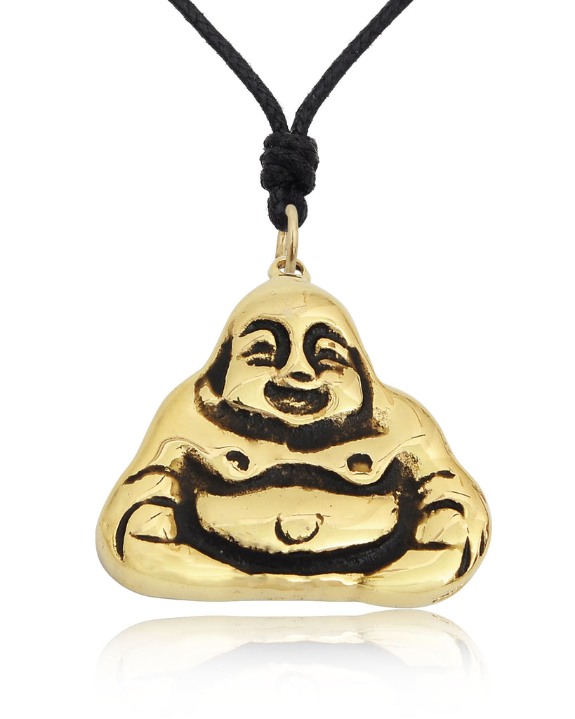 Laughing Zen Buddha Lucky 92.5 Sterling Silver Brass Charm Necklace Pendant