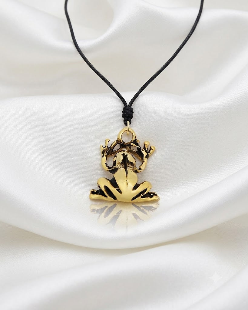 Frog Toad Prince 92.5 Sterling Silver Gold Brass Charm Necklace Pendant Jewelry