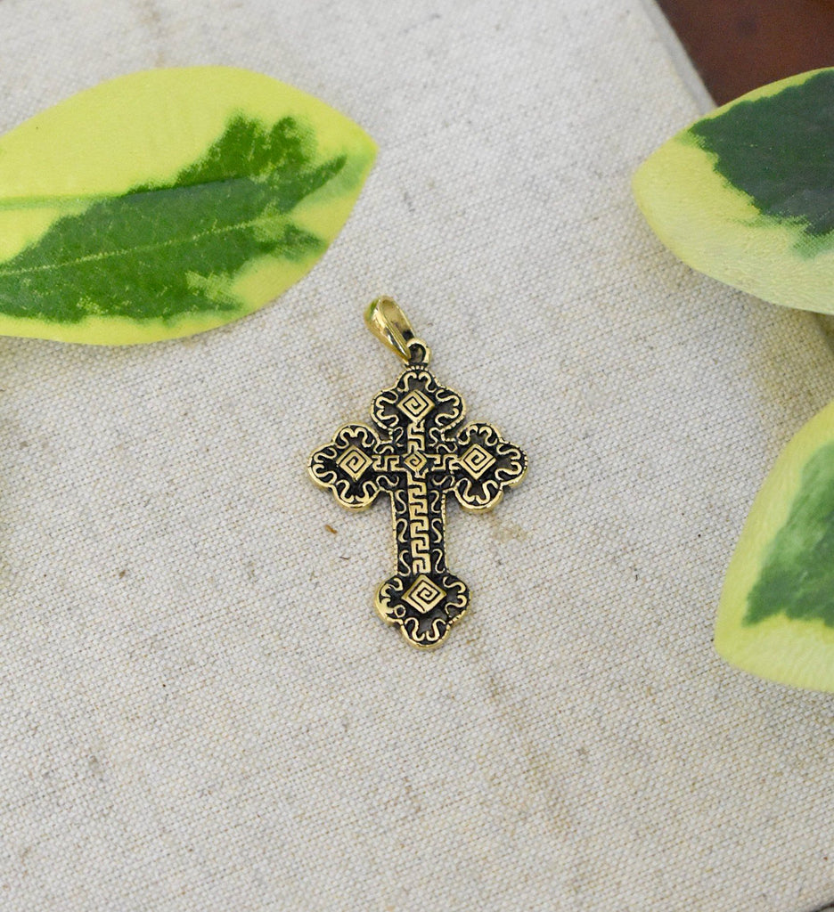 Gothic Celtic Cross Sterling-silver Brass Charm Necklace Pendant Jewelry