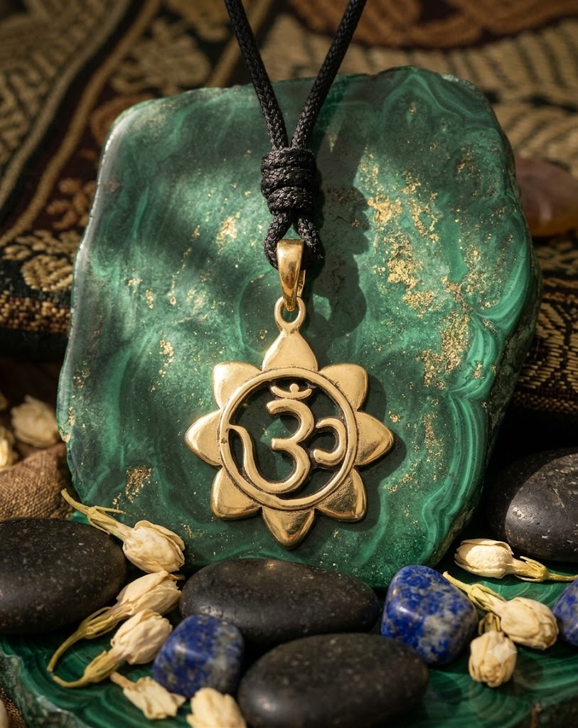 Sunflower Hindu Ohm 92.5 Sterling Silver Pewter Gold Brass Necklace Pendant Jewelry