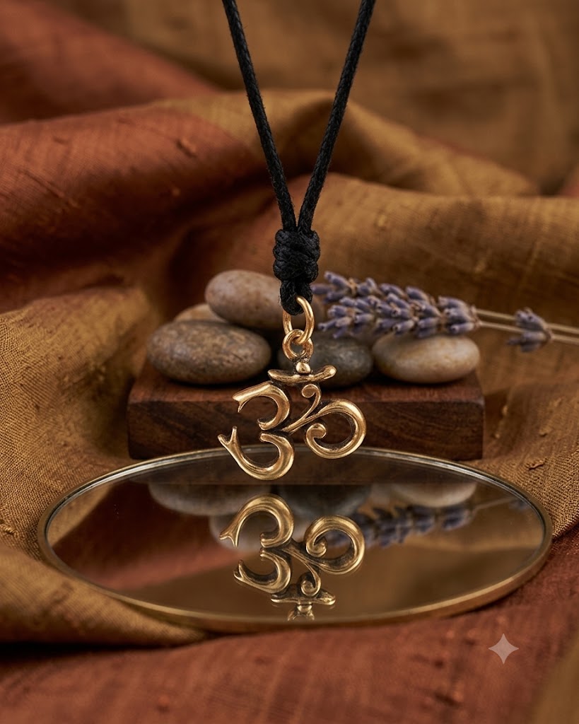 Lovely Hindu Word Om Ohm 92.5 Sterling Silver Pewter Brass Necklace Pendant Jewelry