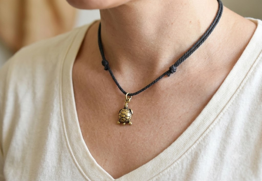 Turtle Tortoise Wildlife 92.5 Sterling Silver Gold Brass Necklace Pendant