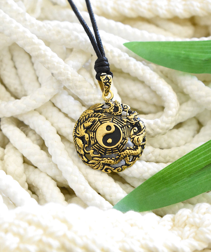 Phoenix Dragon Yin Yang 92.5 Sterling Silver Golden Brass Pewter Necklace Pendant