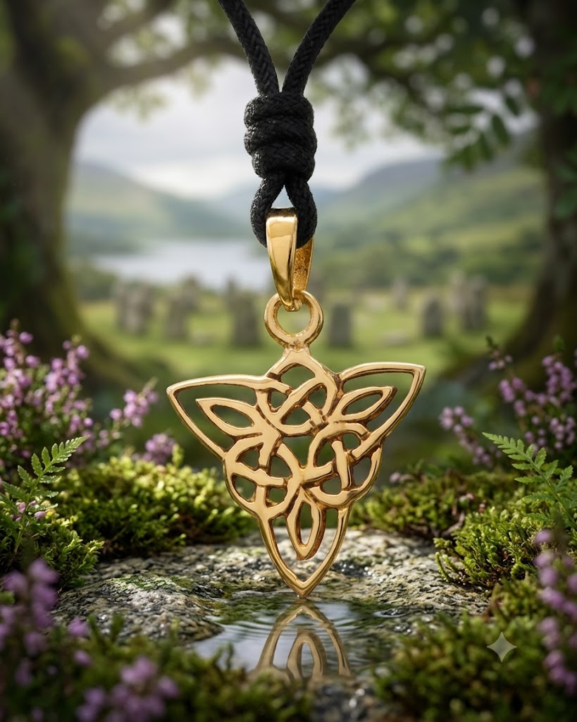 Classic Trilogy Triquetra 92.5 Sterling Silver Gold Brass Necklace Pendant Jewelry