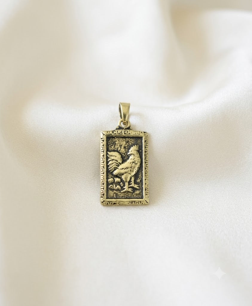 Rectangle Chinese Zodiac Sterling Silver Pewter Brass Necklace Pendant Jewelry