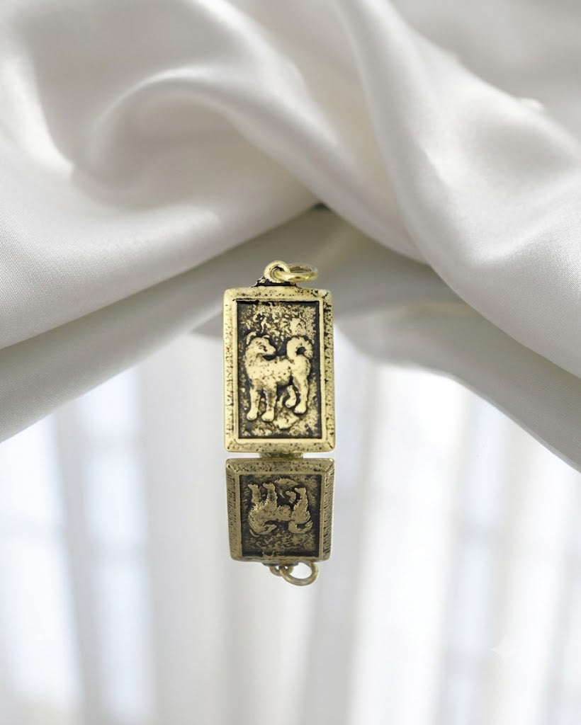 Rectangle Chinese Zodiac Sterling Silver Pewter Brass Necklace Pendant Jewelry