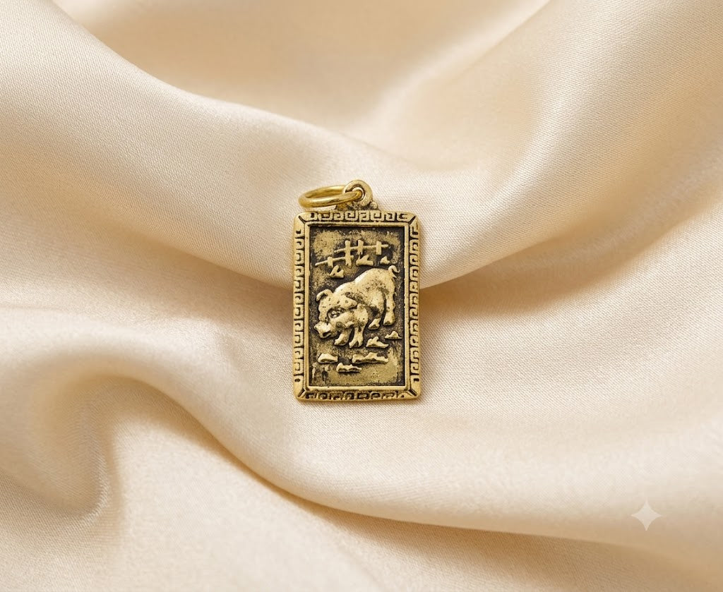 Rectangle Chinese Zodiac Sterling Silver Pewter Brass Necklace Pendant Jewelry