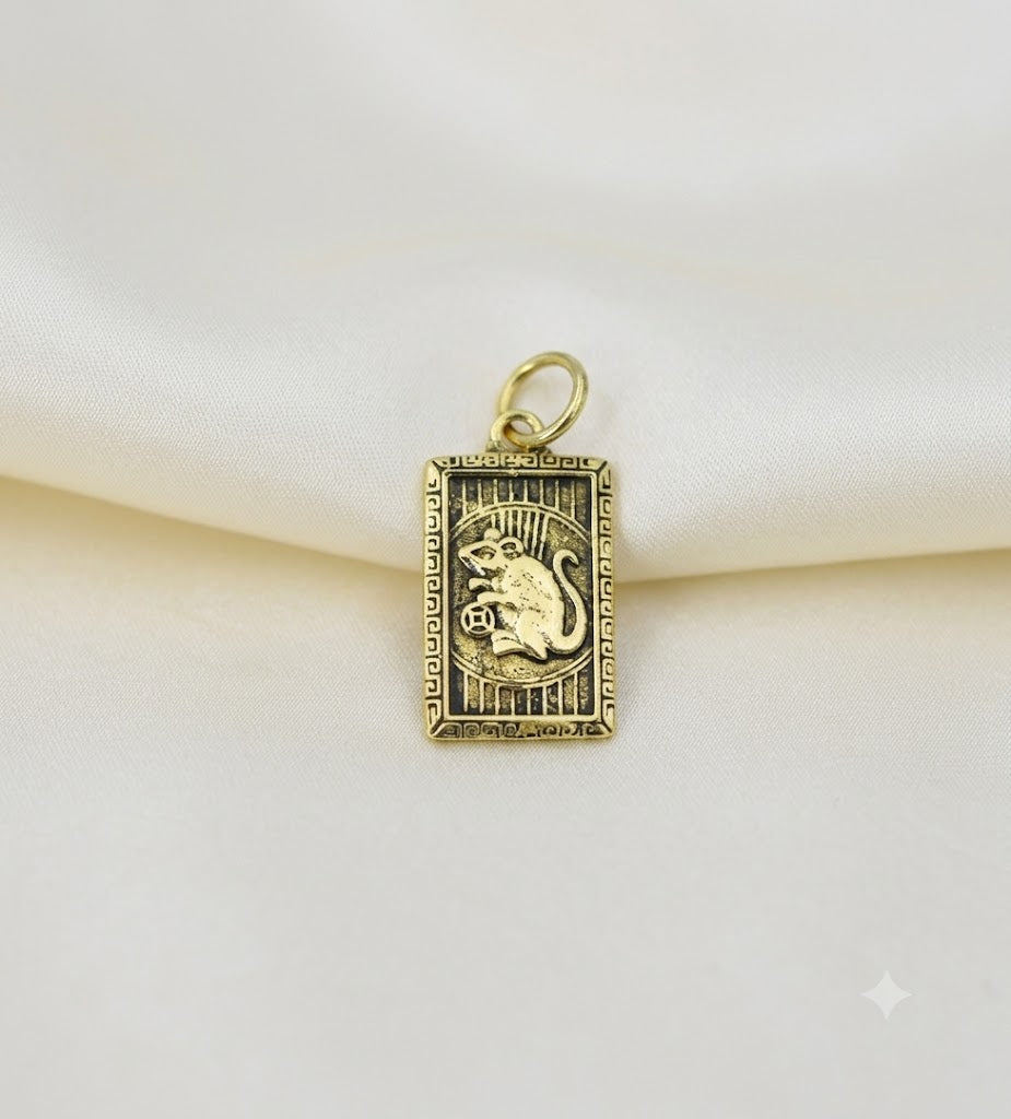 Rectangle Chinese Zodiac Sterling Silver Pewter Brass Necklace Pendant Jewelry