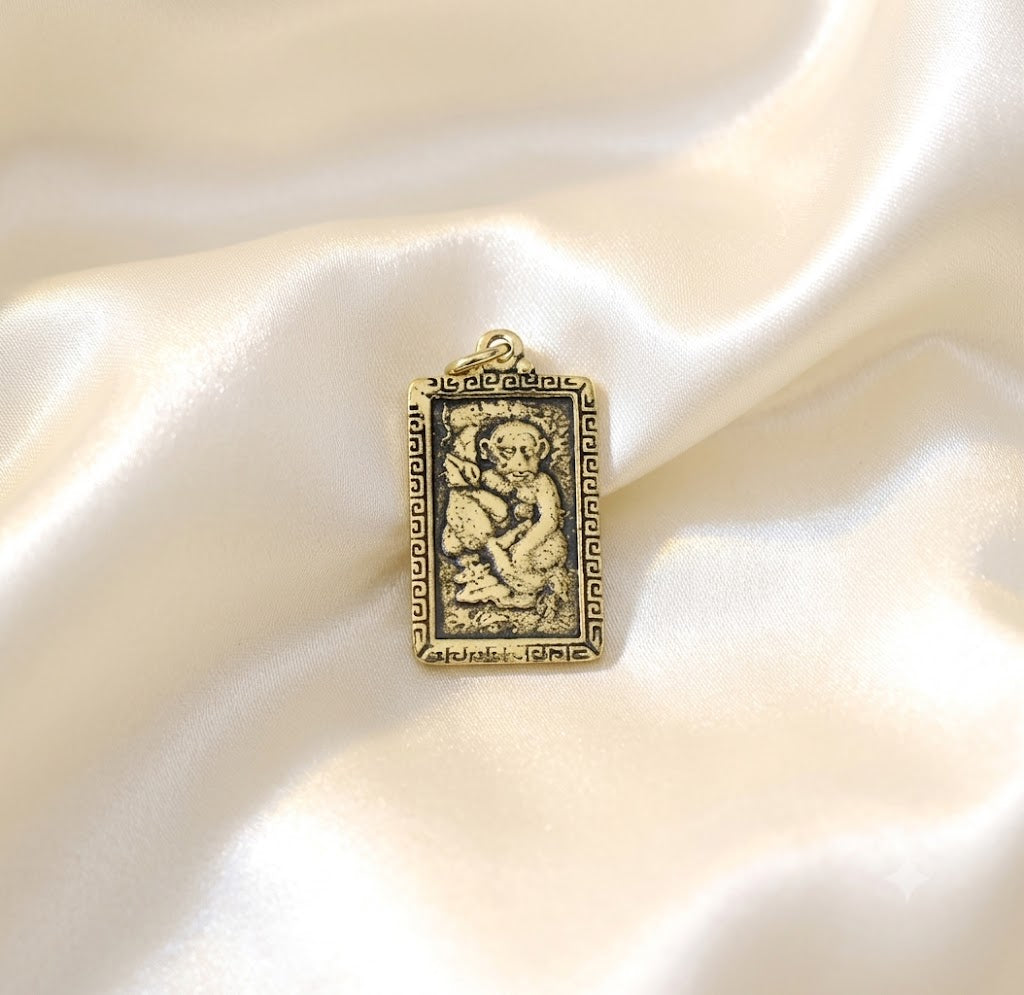 Rectangle Chinese Zodiac Sterling Silver Pewter Brass Necklace Pendant Jewelry