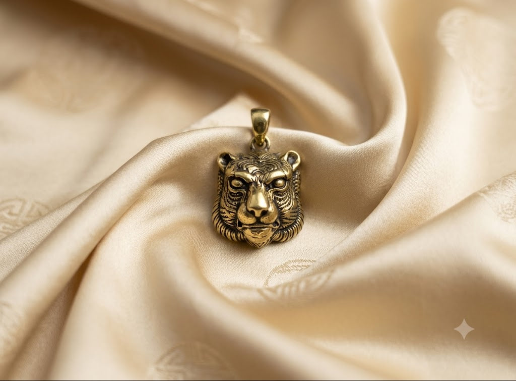 Panther Head 92.5Sterling Silver Gold Brass Necklace Pendant Jewelry