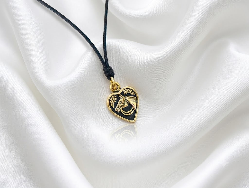 New Horse Heart Love Silver Pewter Gold Brass Charm Necklace Pendant Jewelry