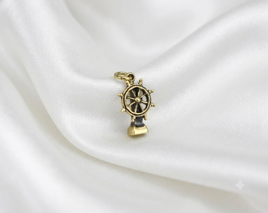 Authentic Ship Helm Sterling Silver Pewter Brass Necklace Pendant Jewelry