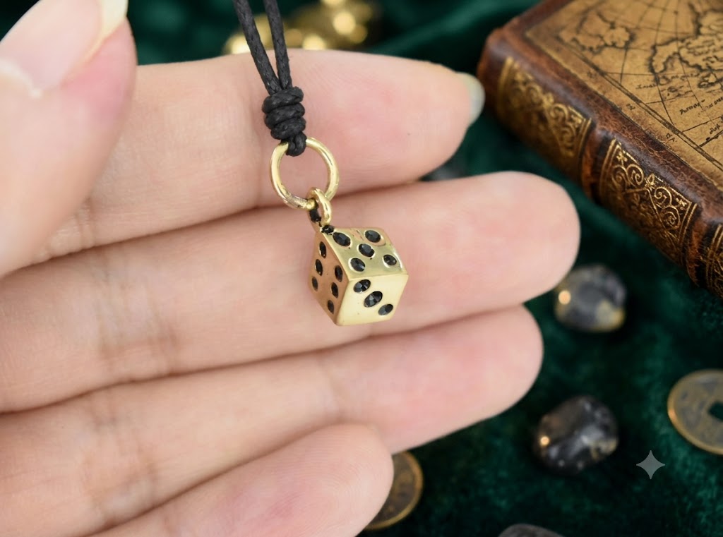 Dice Gambler 92.5 Sterling Silver Pewter Gold Brass Charm Necklace Pendant Jewelry