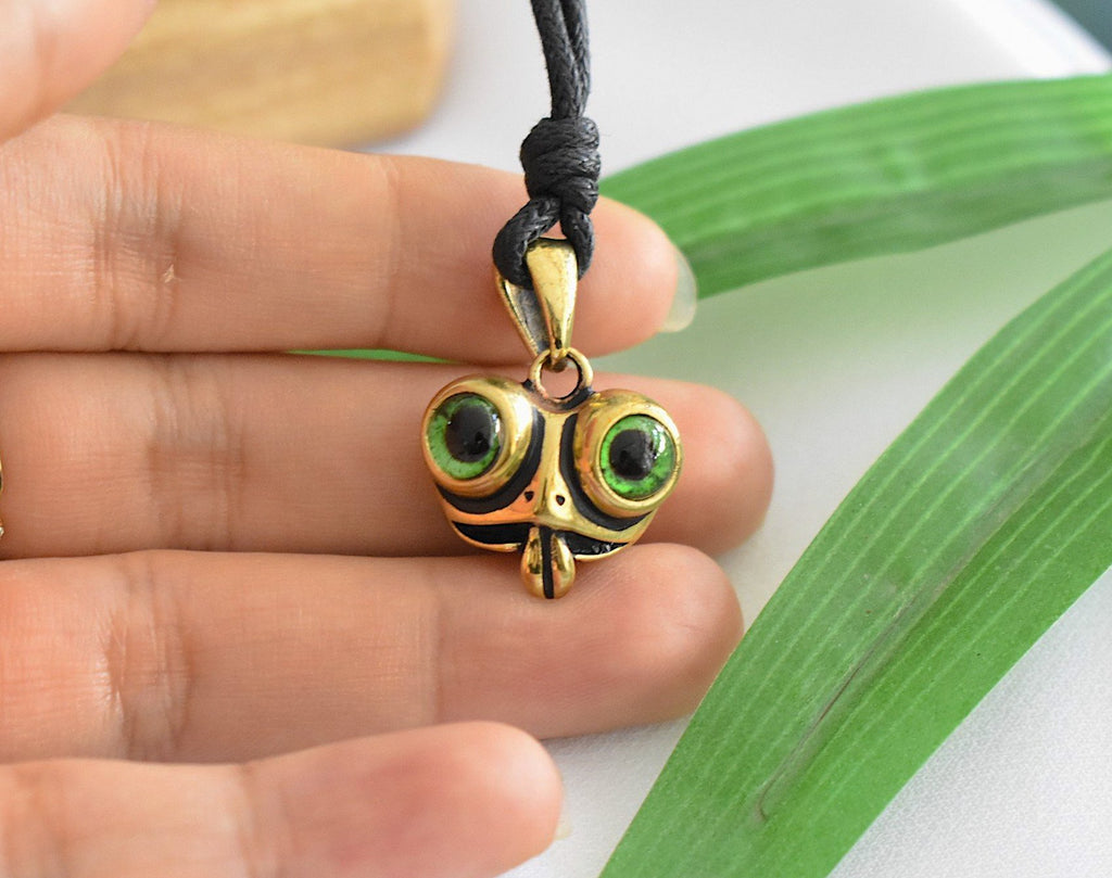 Lucky Gift Cute Cartoon Frog Green Eyes Pendant 92.5 Sterling Silver Pendant Necklace