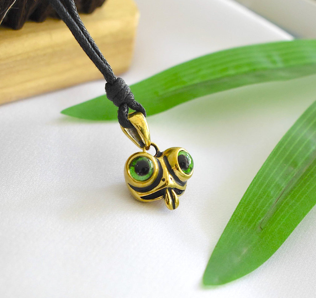 Lucky Gift Cute Cartoon Frog Green Eyes Pendant 92.5 Sterling Silver Pendant Necklace