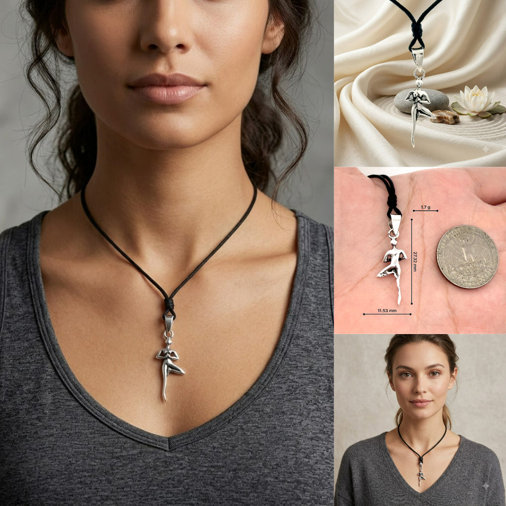 Yoga Pose 92.5 Sterling Silver Gold Brass Charm Necklace Pendant Jewelry