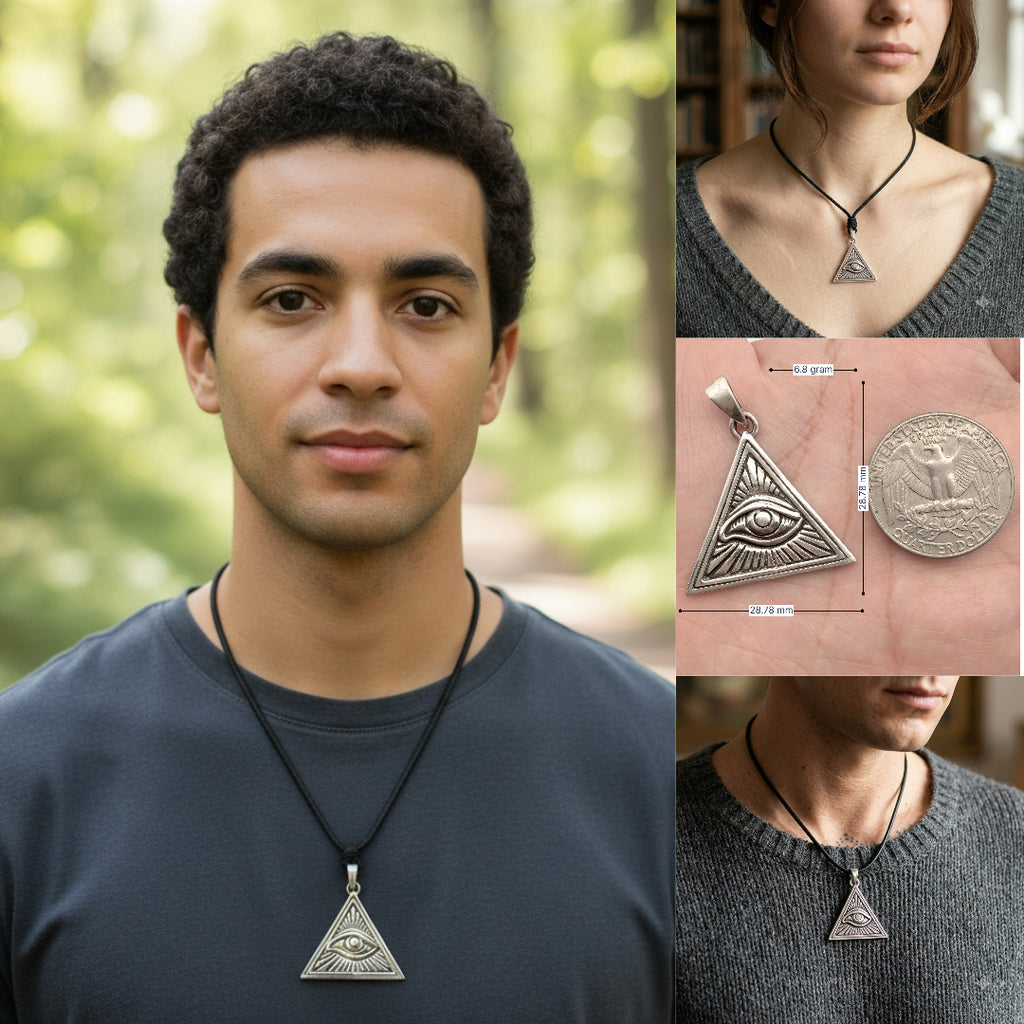 Eye Of Providence 92.5 Sterling Silver Pewter Brass Necklace Pendant Jewelry