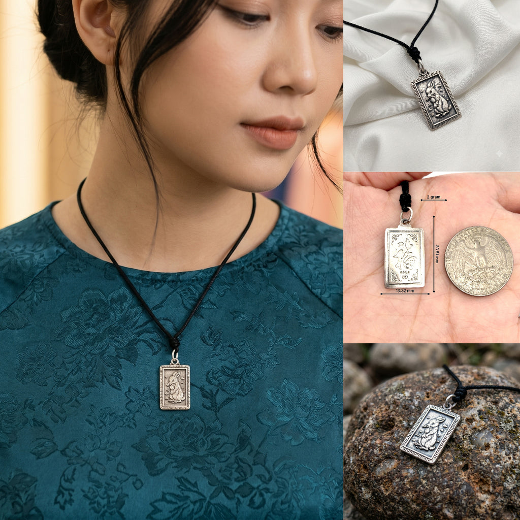 Rectangle Chinese Zodiac Sterling Silver Pewter Brass Necklace Pendant Jewelry