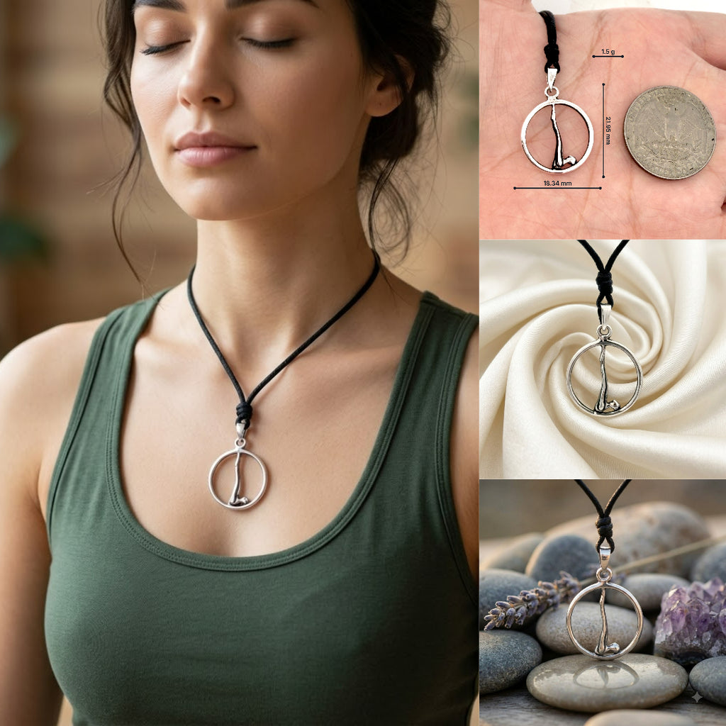 Yoga Pose 92.5 Sterling Silver Gold Brass Charm Necklace Pendant Jewelry