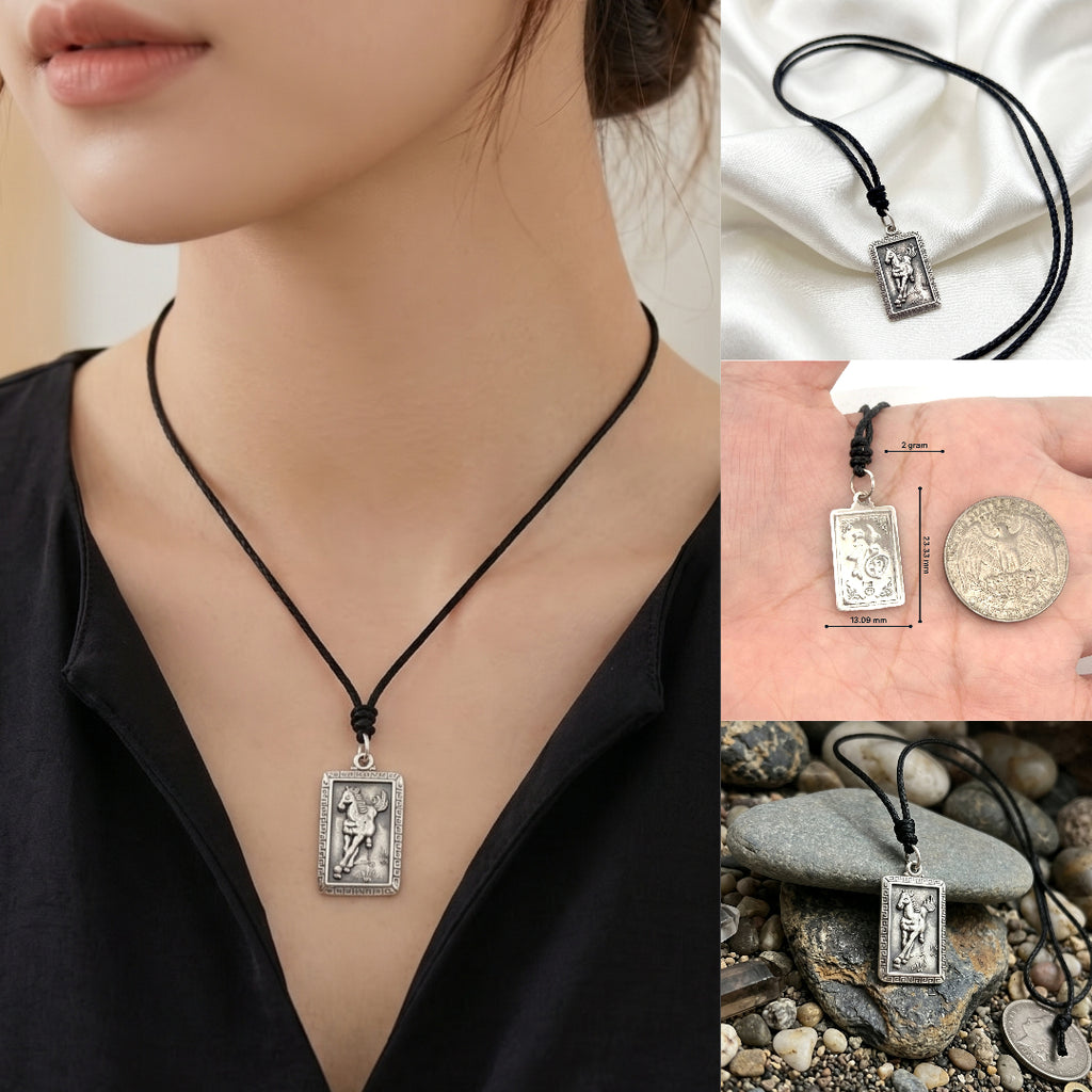 Rectangle Chinese Zodiac Sterling Silver Pewter Brass Necklace Pendant Jewelry