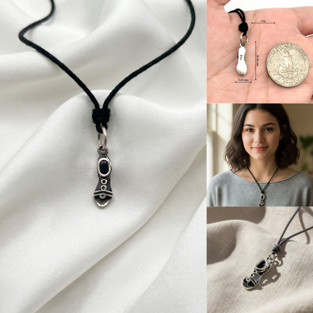 Lovely Sandal Shoes Beach 92.5 Sterling Silver Brass Necklace Pendant Jewelry