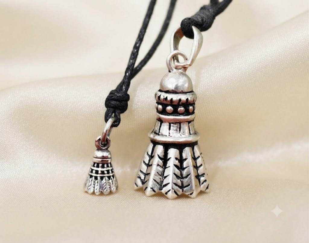 Shuttlecock 92.5 Sterling Silver Gold Brass Charm Necklace Pendant Jewelry