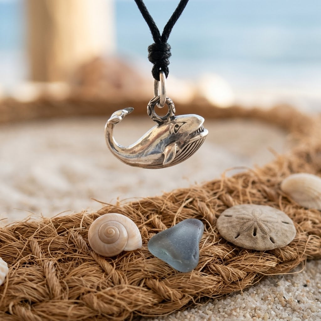 Whale 92.5 Sterling Silver Charm Necklace Pendant Jewelry.