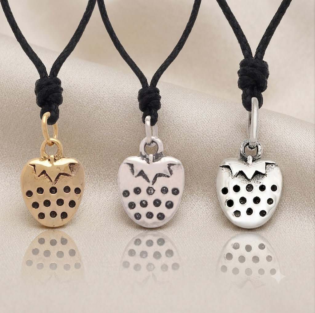 Strawberry Fruit 92.5 Sterling Silver Pewter Brass Necklace Pendant Jewelry