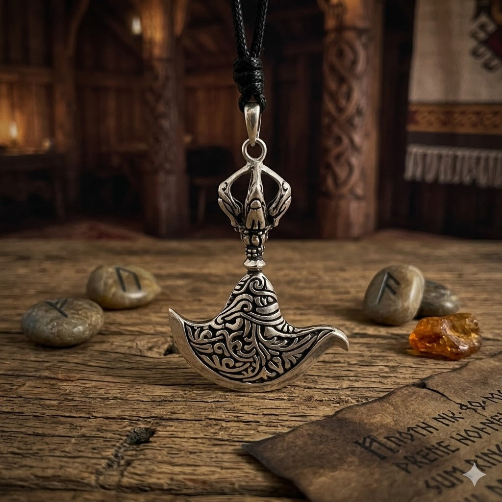 Kartika-Curved Flaying Knife 92.5 Sterling Silver Brass Necklace Pendant Jewelry