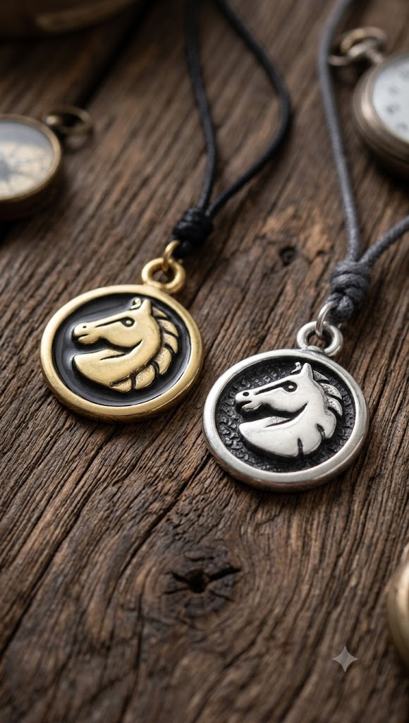 New Horse Stallion 92.5 Sterling Silver Brass Charm Necklace Pendant Jewelry