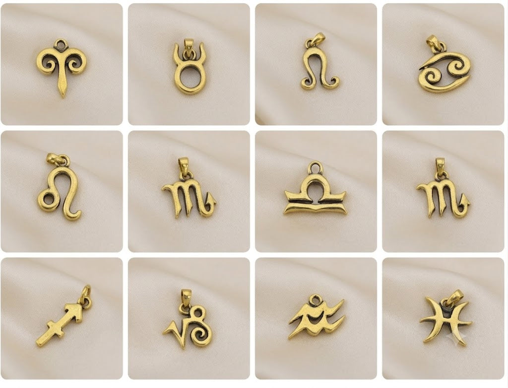 Astrology Necklace 92.5 Sterling Silver Pewter Zodiac Horoscope Symbol Pendant Jewelry