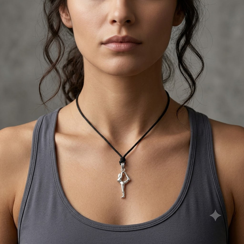 Yoga Pose 92.5 Sterling Silver Gold Brass Charm Necklace Pendant Jewelry